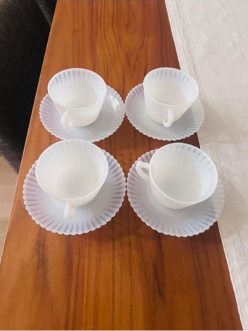 1930-1950 Vintage Petalware Monax White Milk Glass MacBeth-Evans Set of 4